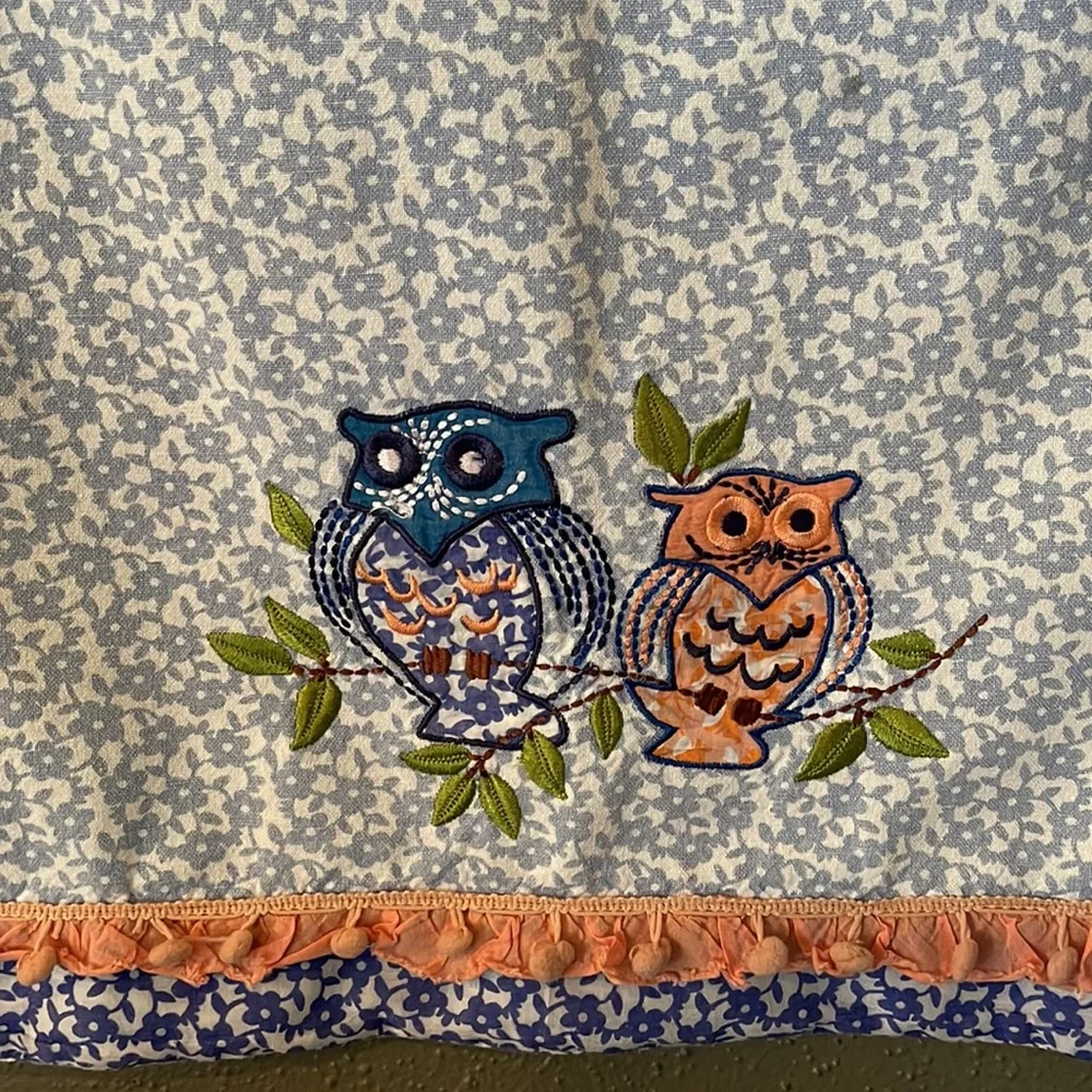 Sur la Table Floral Owls Kitchen Towel
